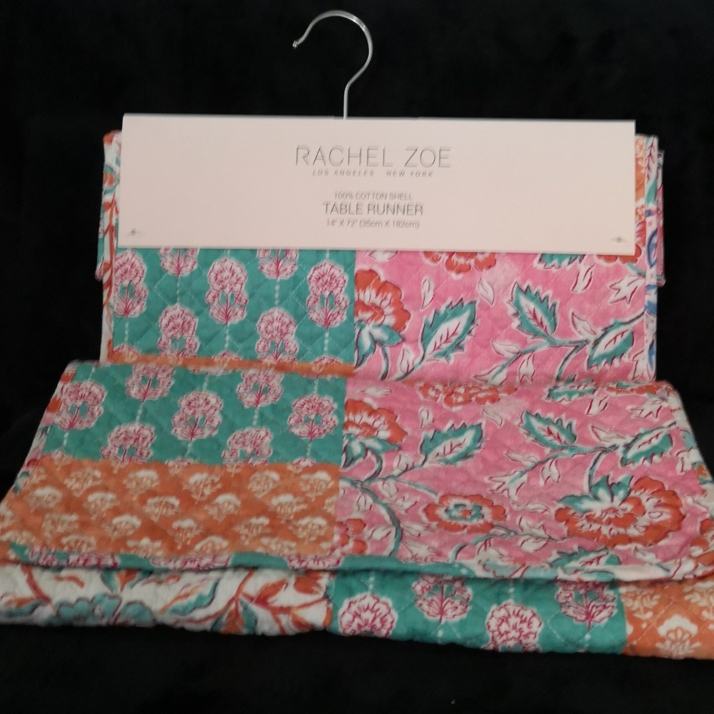 Brand New with Tags Rachel Zoe Table Runner Multi Quilted Pattern & Reversible